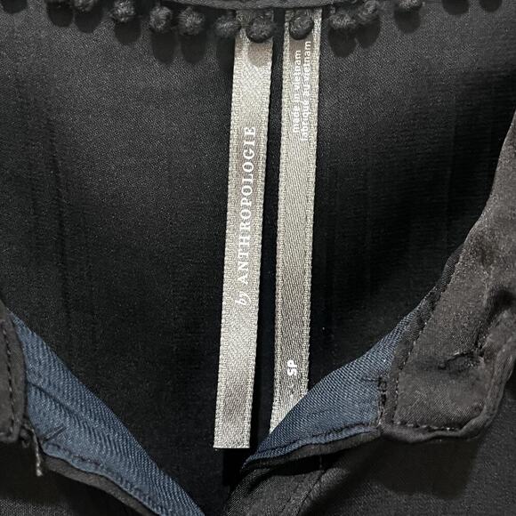 Anthropologie Shirt Womens Small Petite Black Loose Button Front Blouse Top - Picture 7 of 9